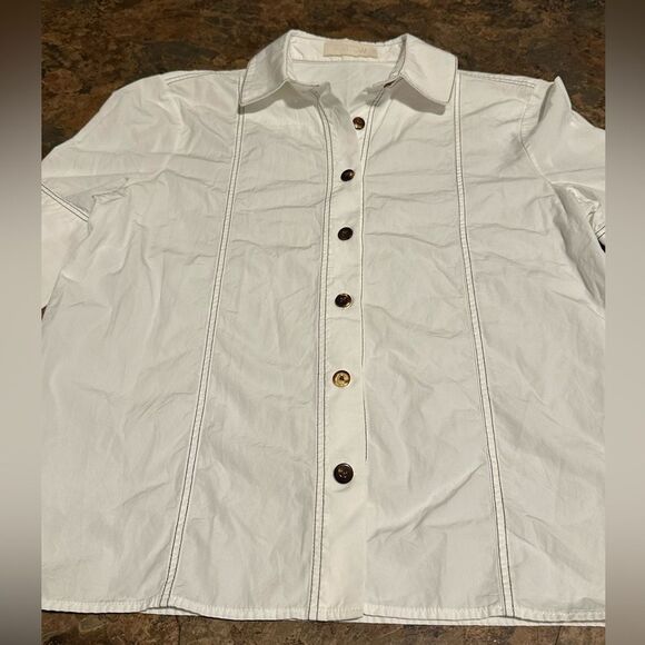 PARTOW 100% Cotton White Button Down Long Sleeve Shirt Size 0 - Picture 2 of 8